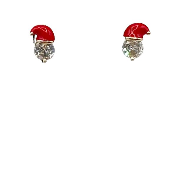Santa Hat Crystal Stud Earrings Festive Holiday Jewelry Red Hat - Picture 4 of 9